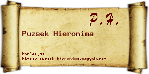 Puzsek Hieronima névjegykártya